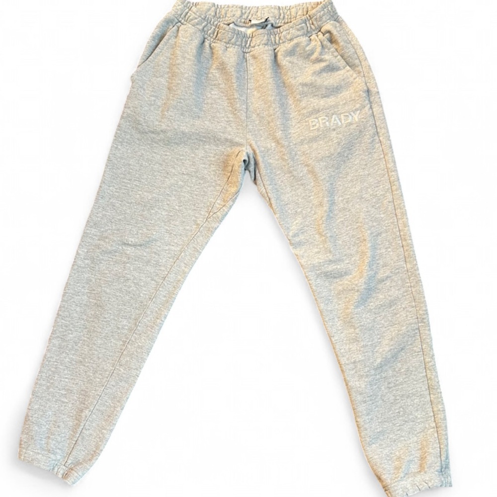 Brady Brand by Tom Brady Embroidered Logo Heather Gray Joggers Sz L Made in USA